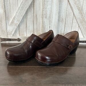 Dansko‎ Solstice Brown Leather Split Toe Strap Clog Shoes Size 38